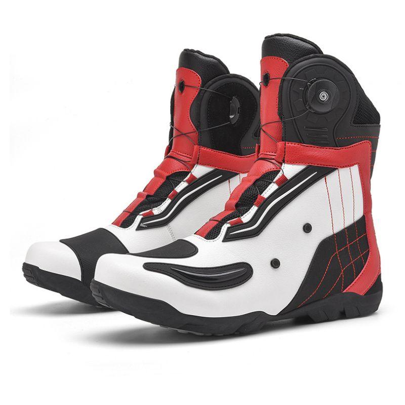 Retro Motorradschuhe Herren Motocross Stiefel Wasserdichte Urban Riding Schuhe Schwarze Motorradfahrerstiefel Leder Motorradzubehör 42 weiß