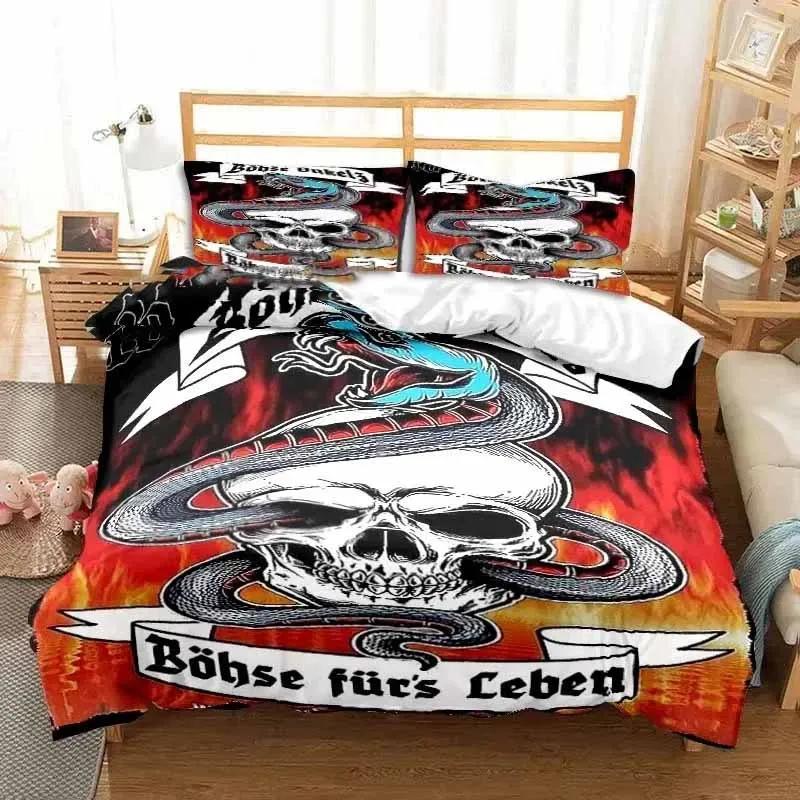 Band Böhse Onkelz Doppelbettwäsche-Set, Ganzjahres 3-teiliges Bettbezug-Set, Bettbezug für Doppel- und Kingsize-Bett Bettbezug Bett EU single(135x200cm)