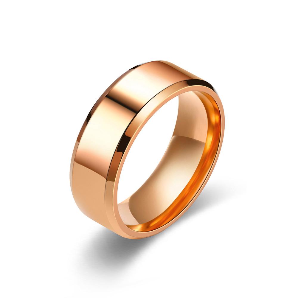 7 Farben 8mm Herrenringe Titan Edelstahlringe für Männer Frauen Matt Gebürstet Hochzeitsverlobungsring Partner Schmuck Geschenk 7 beige