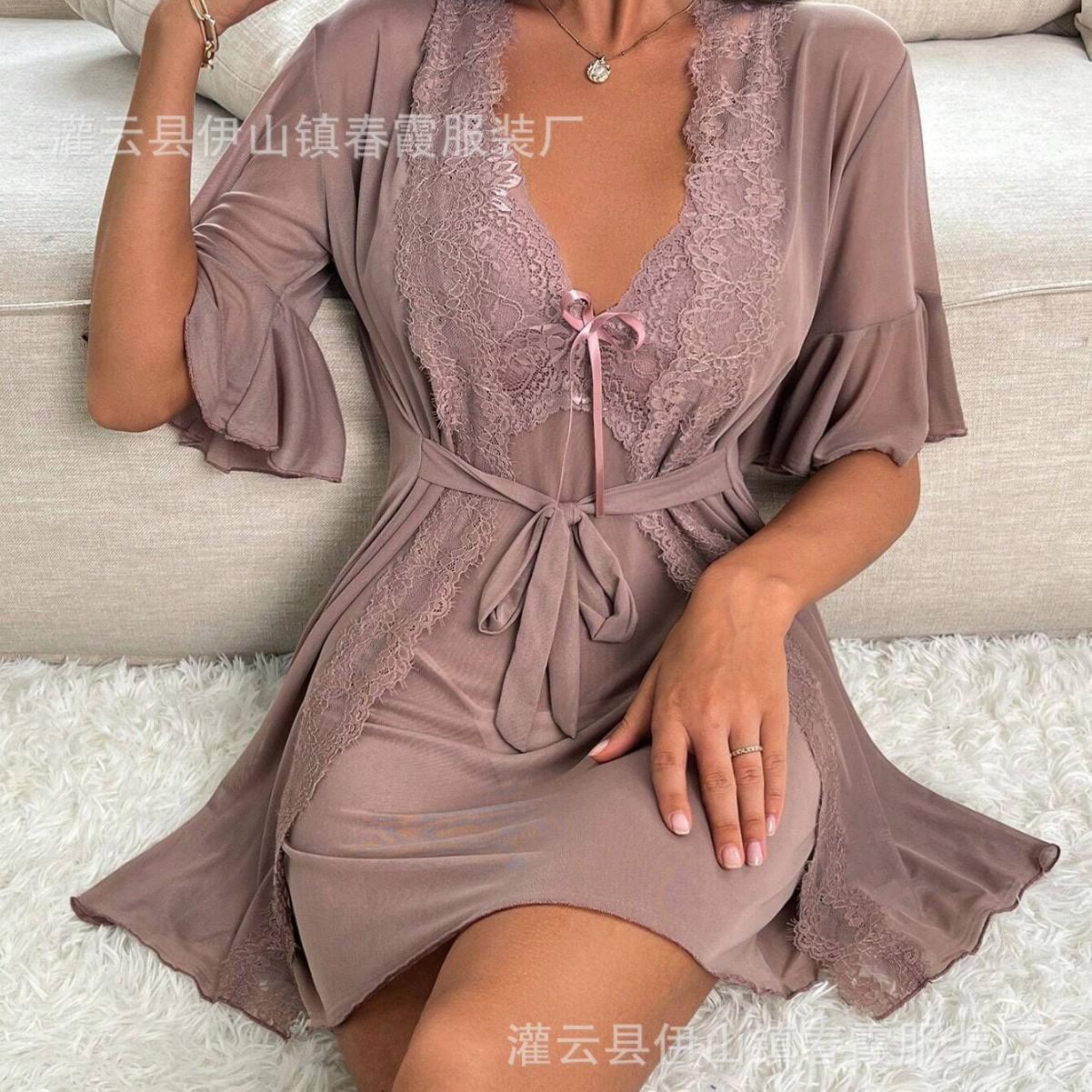 Sexy Damen sexy Dessous, Uniform Verführung Spitze Schleife Loungewear durchsichtig XL