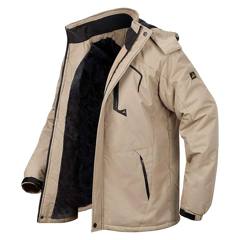 Herren Winter Parkas Outdoor Jacke Verdicken Fleece Warme Wasserdichte Windjacke Ski Jacken Klettern Männer Dicken Mantel Heißer Verkauf L khaki