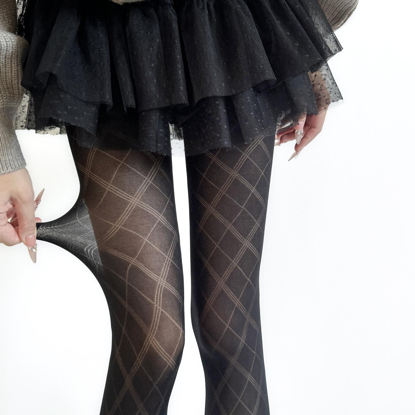Strumpfhosen Damen Rauten Jacquard Strümpfe Schwarze Strumpfhosen Sexy Dessous Damen Strumpfwaren Oberschenkelhohe Strümpfe Strumpfhosen Damen Strumpfhosen One Size