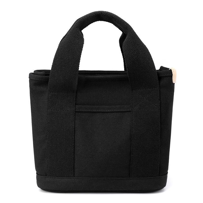 Japan Canvas Schulter-Tragetasche: Verdicktes, mehrlagiges Design mit Reißverschluss und Handytasche. schwarz