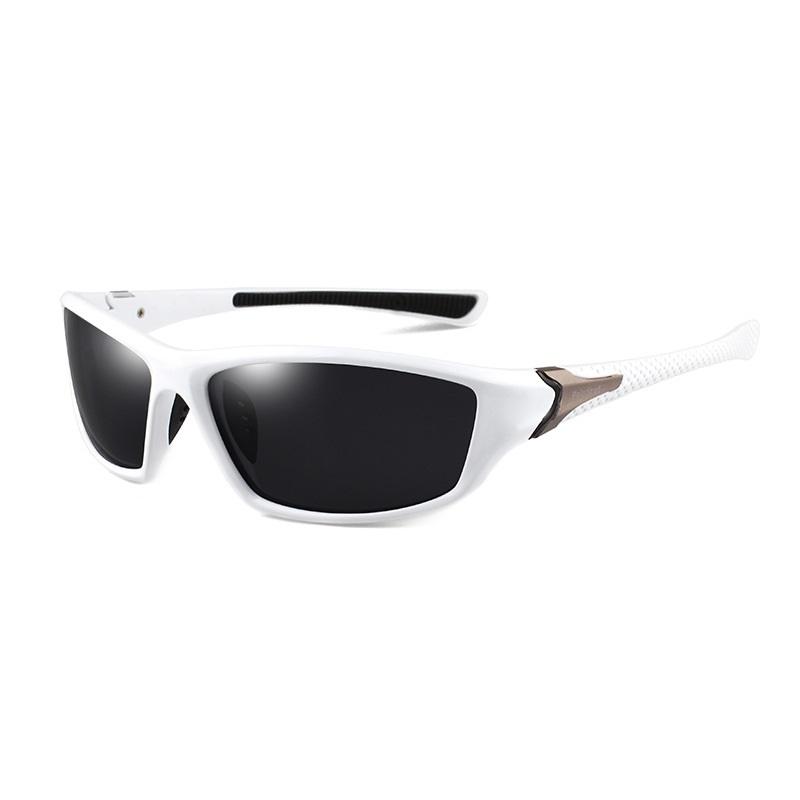 Klassisches Design Herren-Sport-Sonnenbrille, blendfreie polarisierte Sonnenbrille, UV400-Schutz, Reiten, Radfahren, Fahren weiß/schwarz