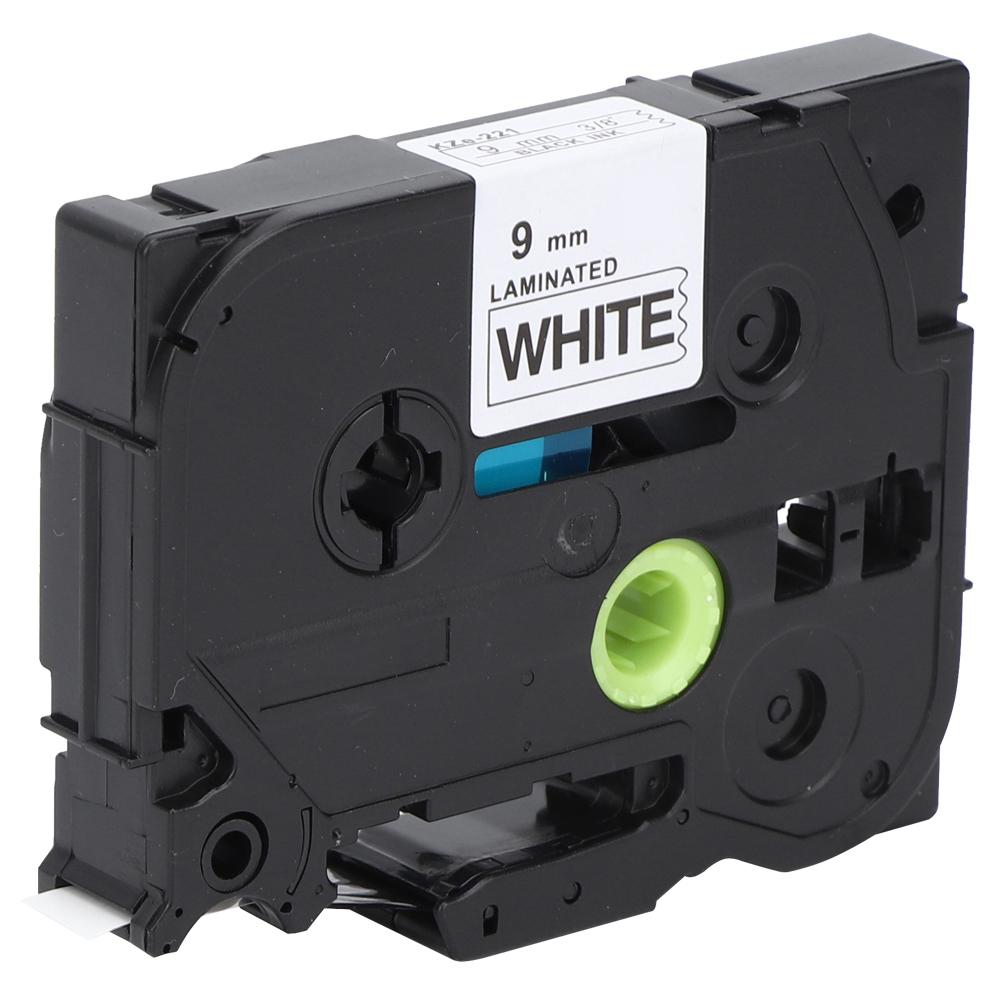 Laminierband Schwarz auf Weiß 9mm Etikettendrucker Farbband für Brother TZe-221 621