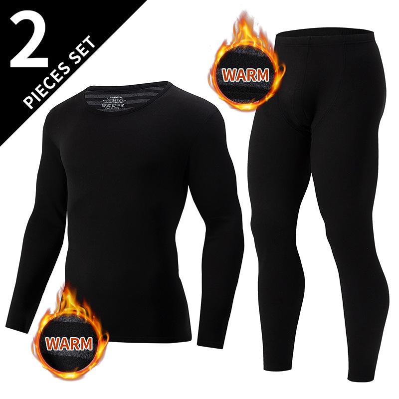 Großes Thermo-Unterwäsche-Set für Herren im Frühjahr und Herbst, dicke Herbstkleidung und Hosen für Herren, Winter-Unterwäsche-Set XL schwarz