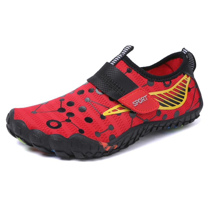 Kinder Schwimmen Wasserschuhe Junge Mädchen Strand Barfuß Aquaschuhe Schnelltrocknend Flussaufwärts Waten Sport Sneakers Zum Tauchen Surfen Bootfahren 29 rot