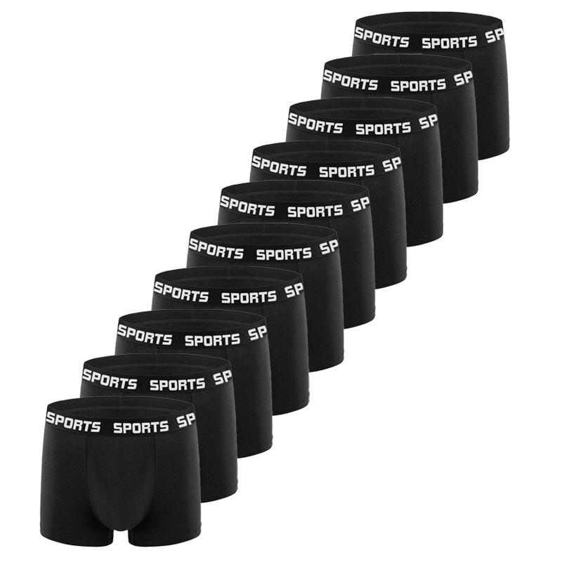 10 STÜCK Herren SPORT Boxershorts Unterwäsche Komfort Trend Slips Mann Einfache Atmungsaktive Unterhosen L schwarz