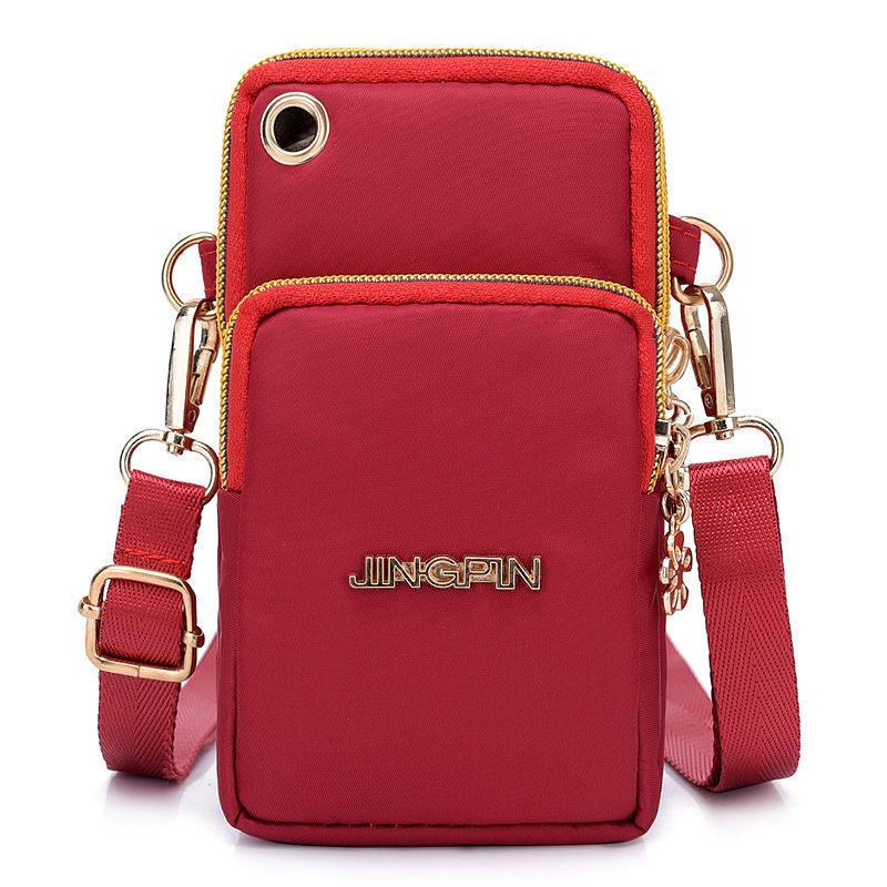 Yogodlns Outdoor-Sport-Handytasche, Lauf-Handgelenktasche, kleine Münztasche, Geldbörse (Schulter/hängender Hals) 17*5*12cm wein rot