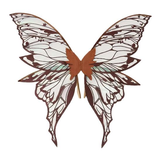 Feenflügel für Mädchen Frauen Organza Engelsflügel Halloween Schmetterling Cosplay Kostüm für Cosplay Party Accessoire kaffeebraun