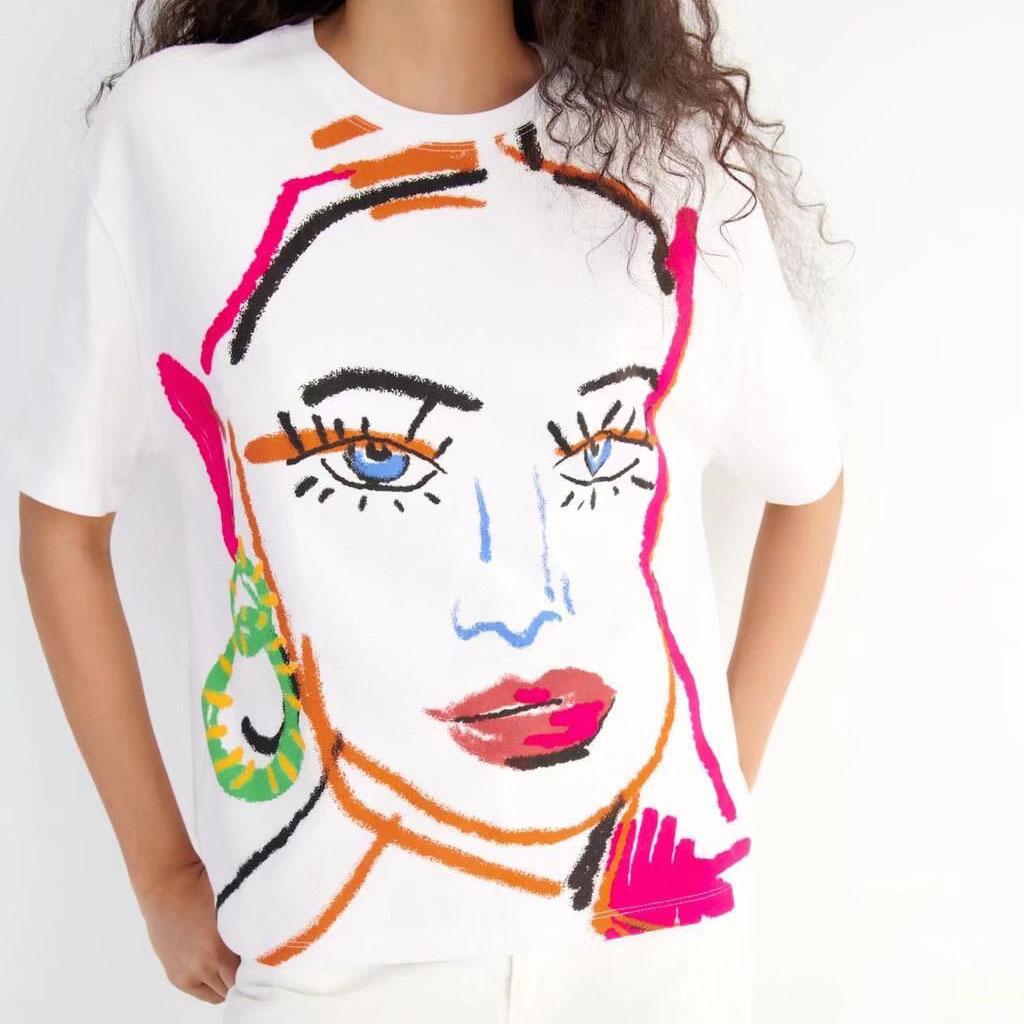 Frauen Sommer Mädchen Print Baumwolle Übergroßen T Shirt Kurzarm Lange T Shirt Tragen Top L