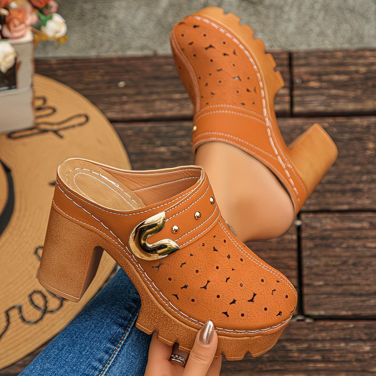 Damenmode Clogs & Pantoletten, Mehrfarbige Stilvolle Perforierte Schuhe, Bequeme Schuhe, Must-Have Schuhe für Modebewusste Frauen, Damenschuhe 35 braun
