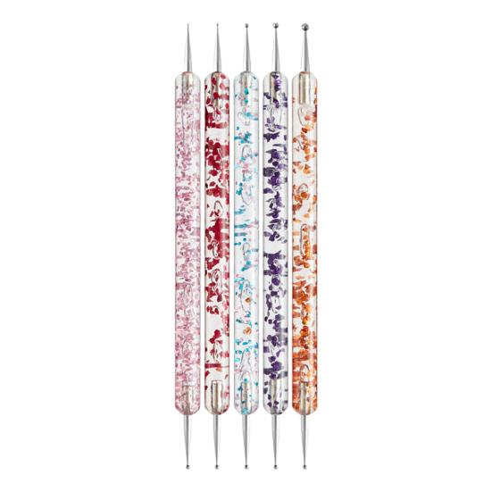 5-teiliges Nagel-Punktierstift-Kunst-Set, Doppelkopf, DIY-Nagelprägewerkzeug für Transfer-Transparentpapier, Nageldesign-Werkzeuge für Nagelkunst 5pcs