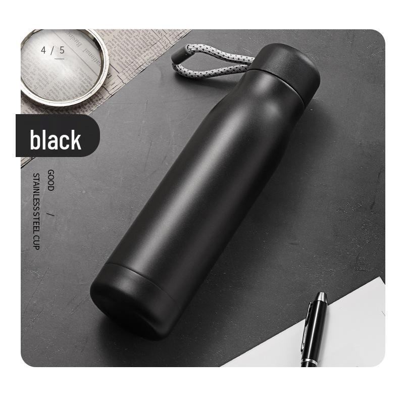 Großes Fassungsvermögen Edelstahl Isolierte Wasserflasche - Tragbarer Thermobecher für Outdoor-Sport, Fitness & Personalisierte Geschenke 400ml schwarz