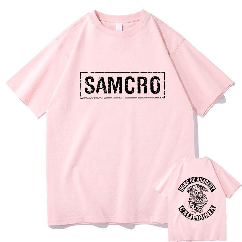 Sons of Anarchy SAMCRO Doppelseitiges Drucken T-shirt Männer Frauen Mode Hip Hop Rock Tees Kurzarm Sommer Baumwolle T Shirts tops S rosa