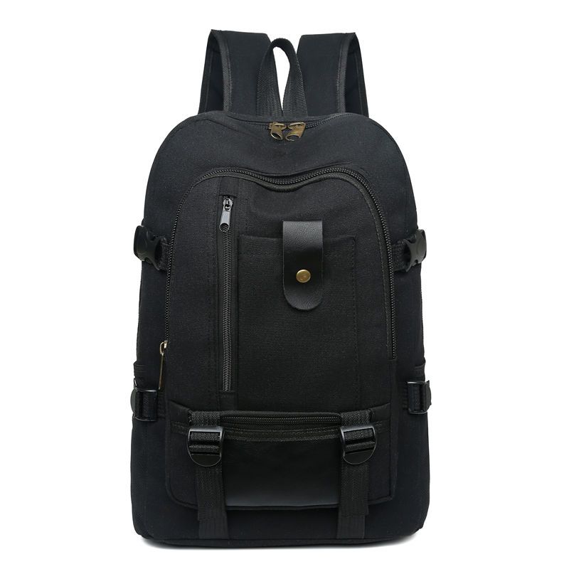 Herren-Rucksack, robuster Canvas-Herren-Rucksack, große Kapazität, Outdoor-Rucksack, lässiger Reiserucksack, Herren-Büro-Laptop-Tasche One Size schwarz