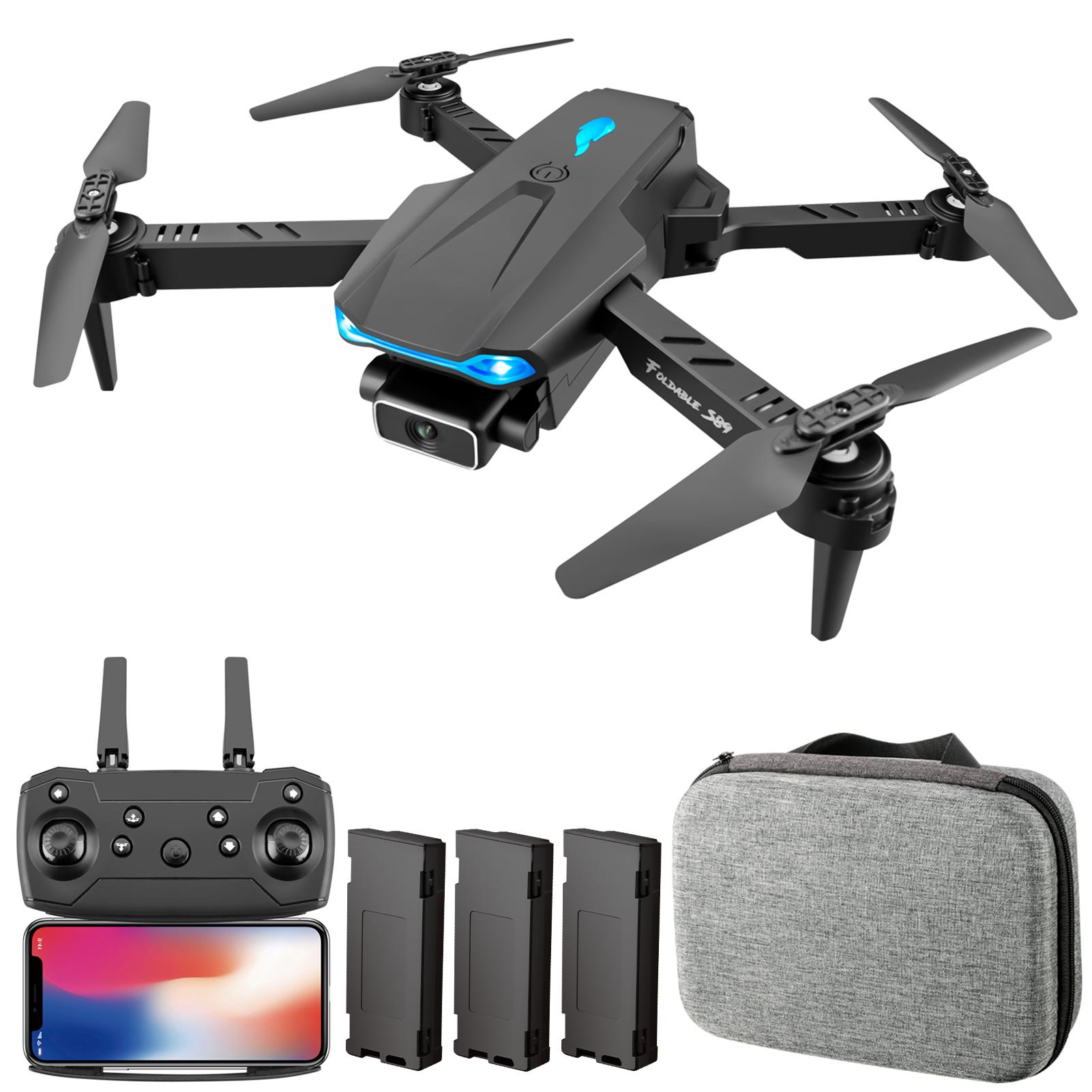 S89 RC Drohne mit Kamera 4K Wifi FPV Dual Kamera Drohne Mini Folding Quadcopter Spielzeug für Erwachsene Kinder 4k 3 batteries schwarz