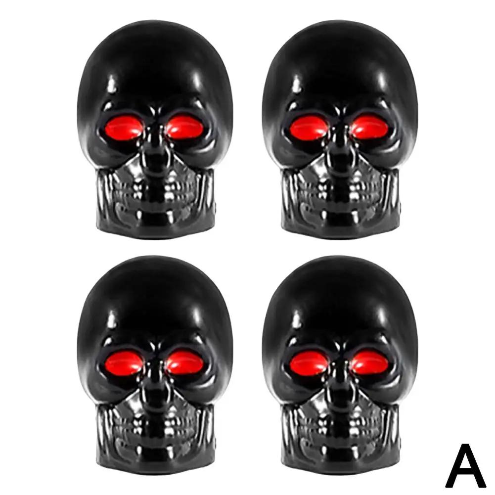 4 stücke Schädel Ventil Stem Caps Lustige Air Kappen Abdeckung Auto Reifen Luft Ventil Stem Caps Staub Abdeckung Für Fahrrad auto Fahrzeuge Styling Whee J4U6 schwarz