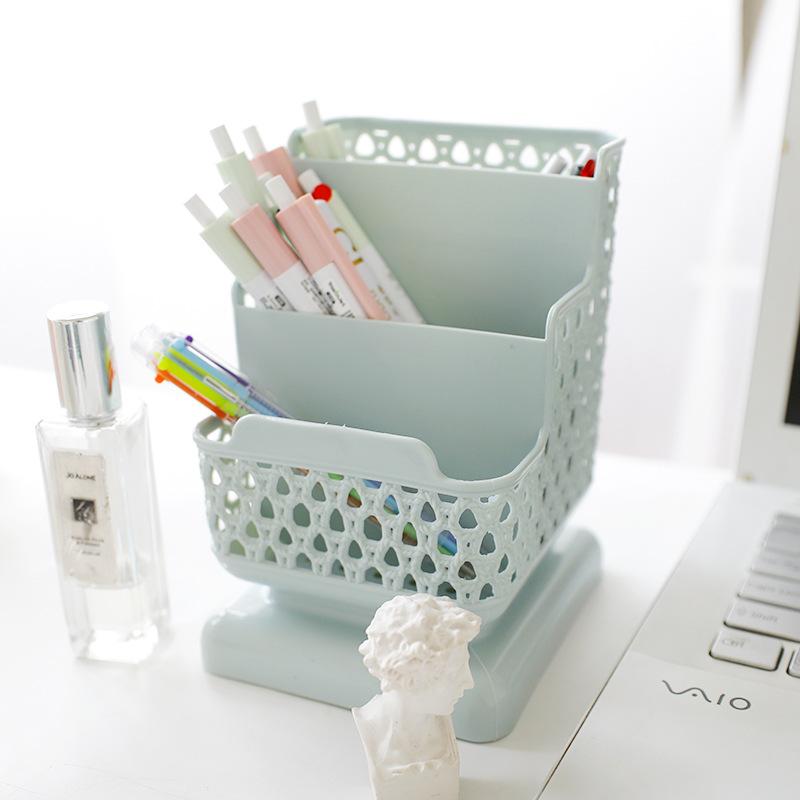 Hohler Schreibtisch-Organizer, Schreibtisch-Aufbewahrungsbox, multifunktionaler Schreibwarenhalter, Telefonständer, Bürobedarf, Schreibtisch-Set, Stifthalter grün