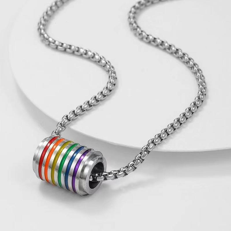 Regenbogen-Halskette, Hip-Hop-Straße, coole Spindel-Pullover-Kette, Herren-Halskette, Damen-Halskette silber