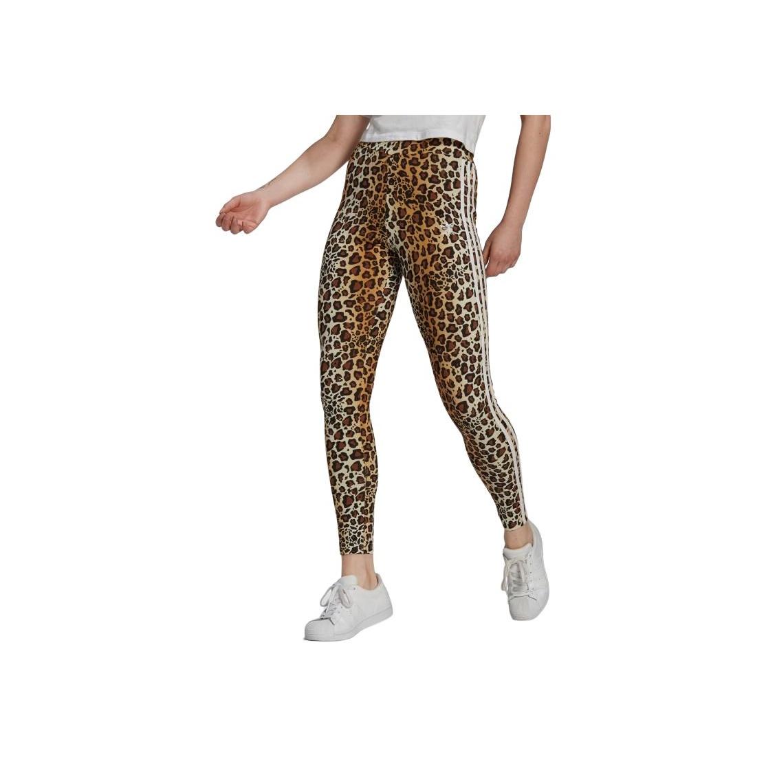 Adidas Multco/Mesa Markenlogo Leopardenmuster Slim Fit Elastische Sportliche Lange Hose Damen Hose Mehrfarbig Hellbraun HB4768 34