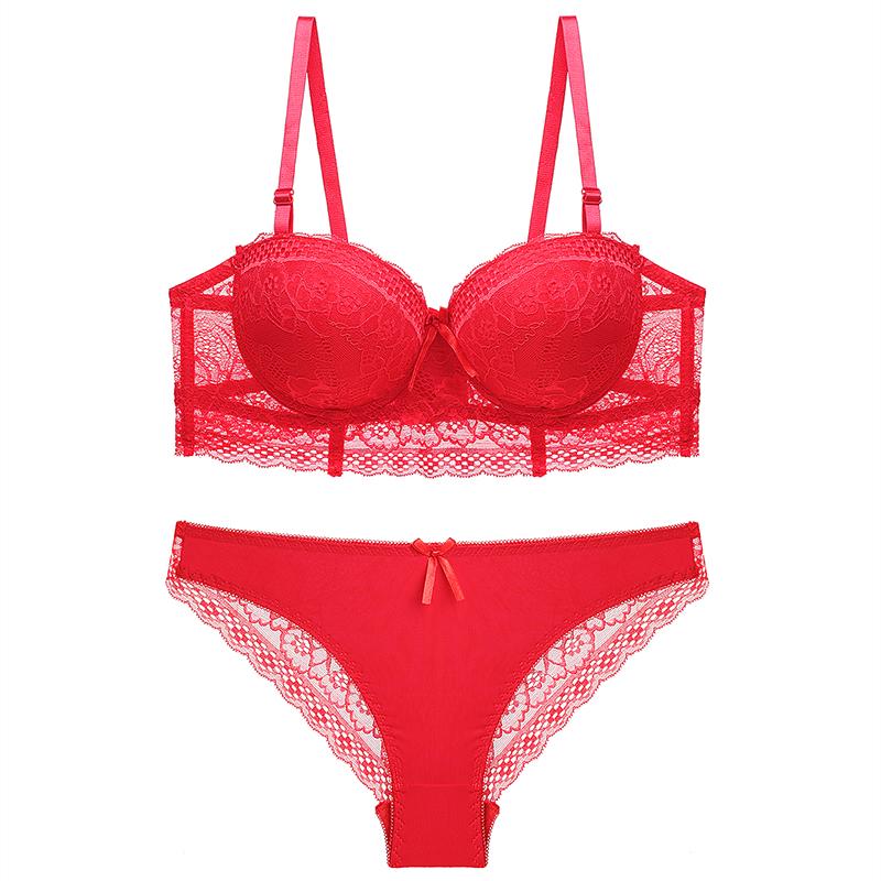 Julexy Neuankömmlinge 2022 sexy Damen-BH-Set BC Cup Push-up-Unterwäsche und Höschen-Set Intim-Tanga-Unterwäsche-Set 75B rot