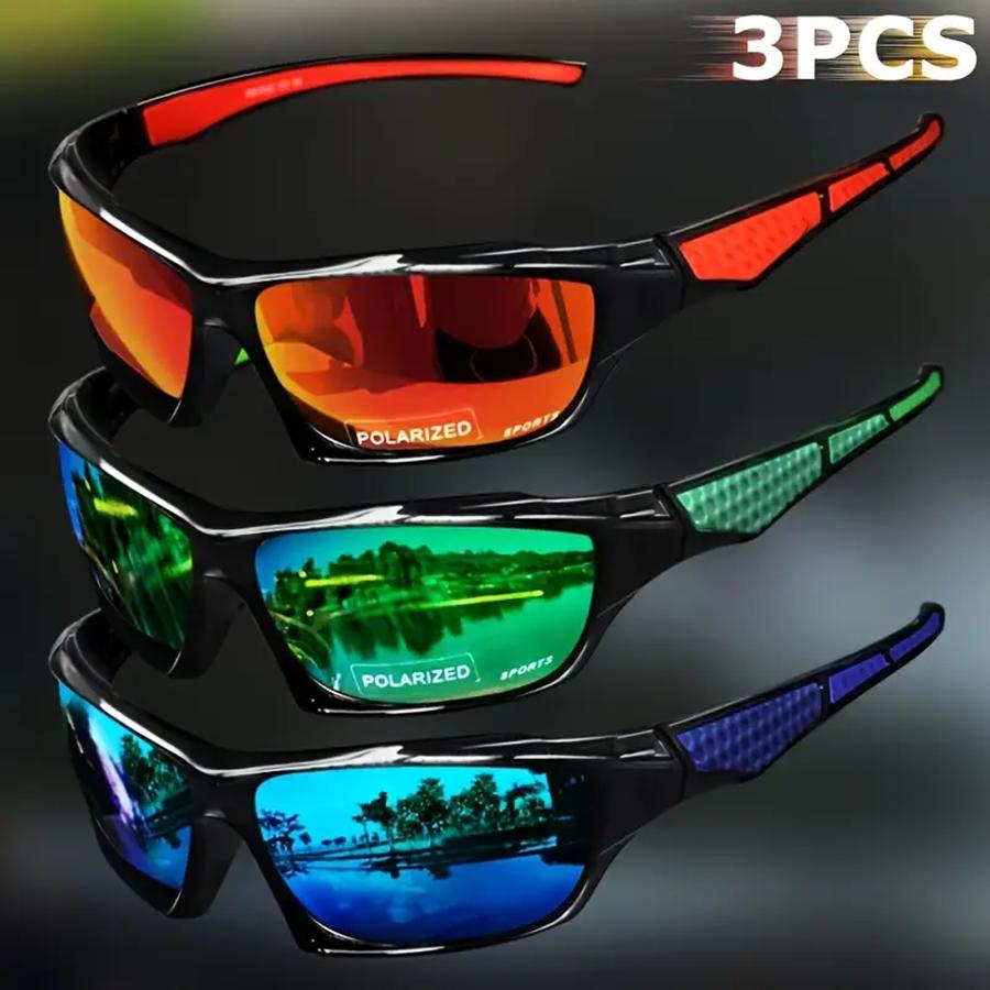 3 Stück Stylische Sport-Sonnenbrillen für Herren und Damen Brillen UV-Schutzbrillen für Draußen Angeln Radfahren Premium-Qualität Optische Sicht