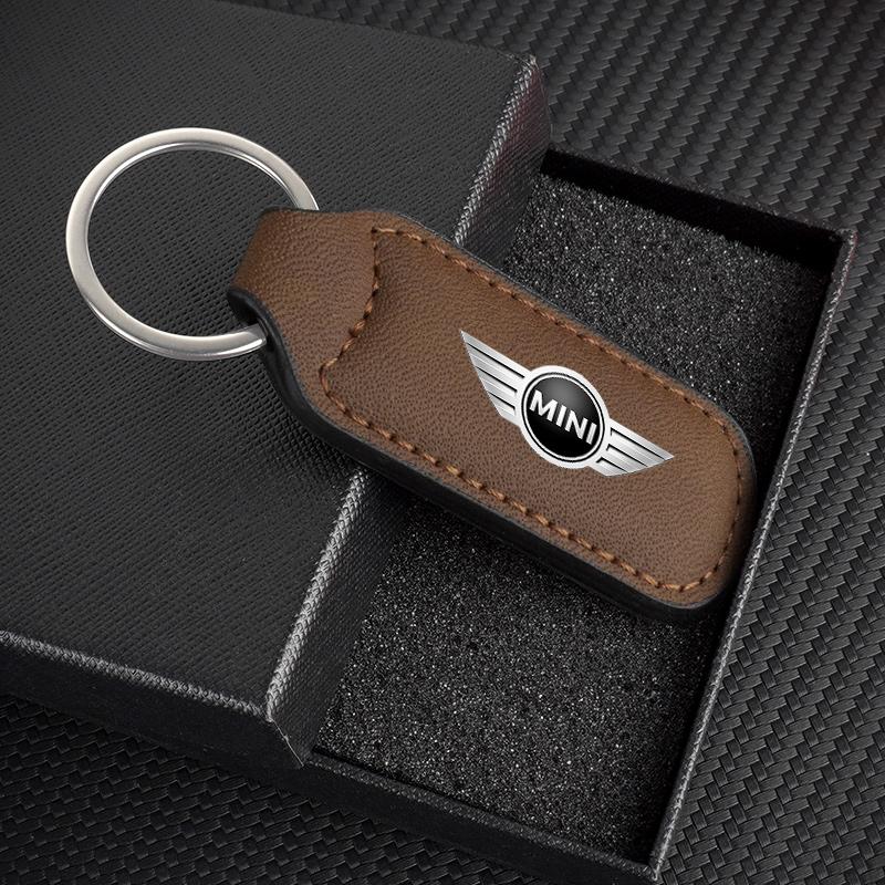 Auto Leder Schlüsselanhänger Business Schlüsselanhänger Anti-Verlust Für BMW Mini Cooper R50 R53 R55 R56 R60 R61 F54 F55 F56 Schlüsselanhänger Zubehör braun