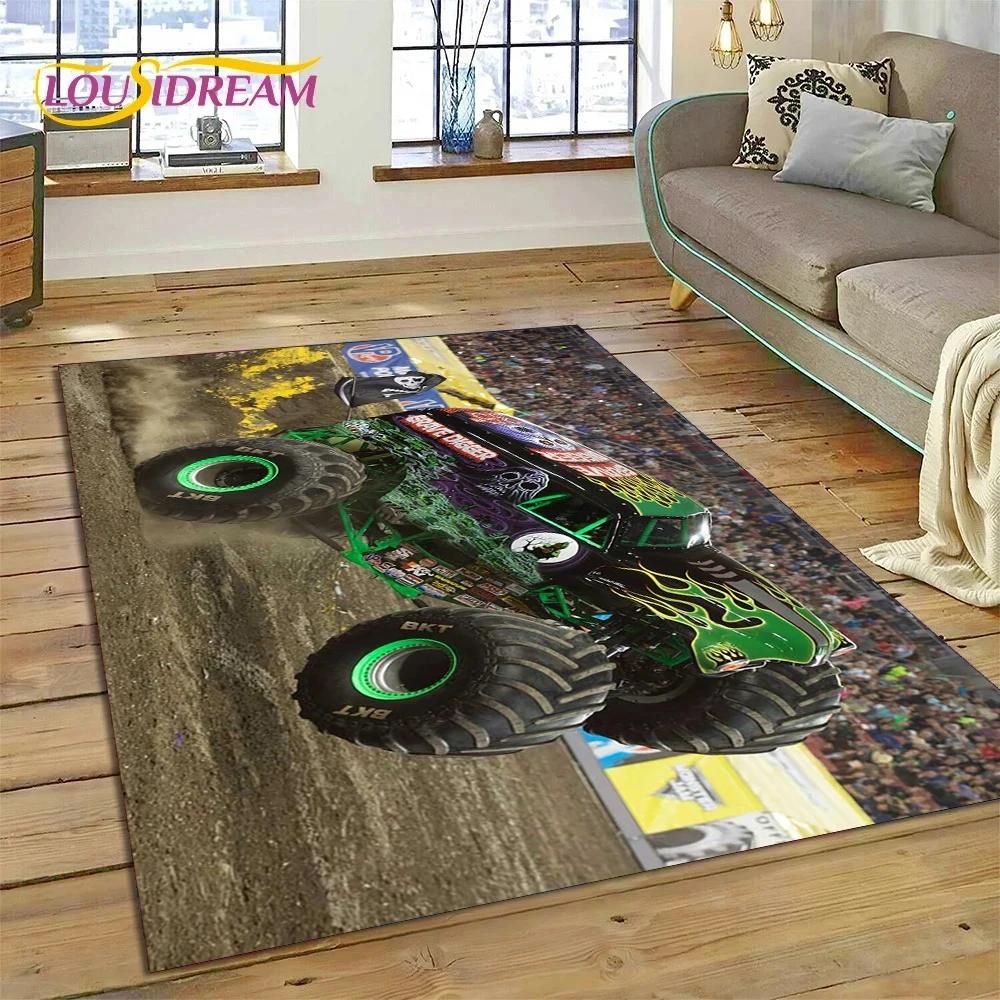 Monster Truck Monster Jam Cartoon Teppich für Schlafzimmer Wohnzimmer Zuhause Sofa Dekoration, Kinder Spiel Große Deko Bodenmatte 80*120cm