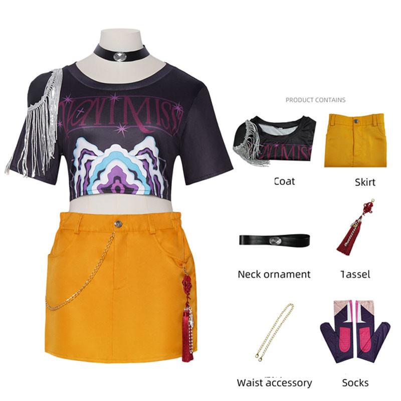 Kpop Dämonenjäger Rumi Zoey Mira Cosplay Huntrix Kostüm für Mädchen Kleidung Gruppe Idol Rollenspiel Halloween Karneval Anzug XXXL braunroten
