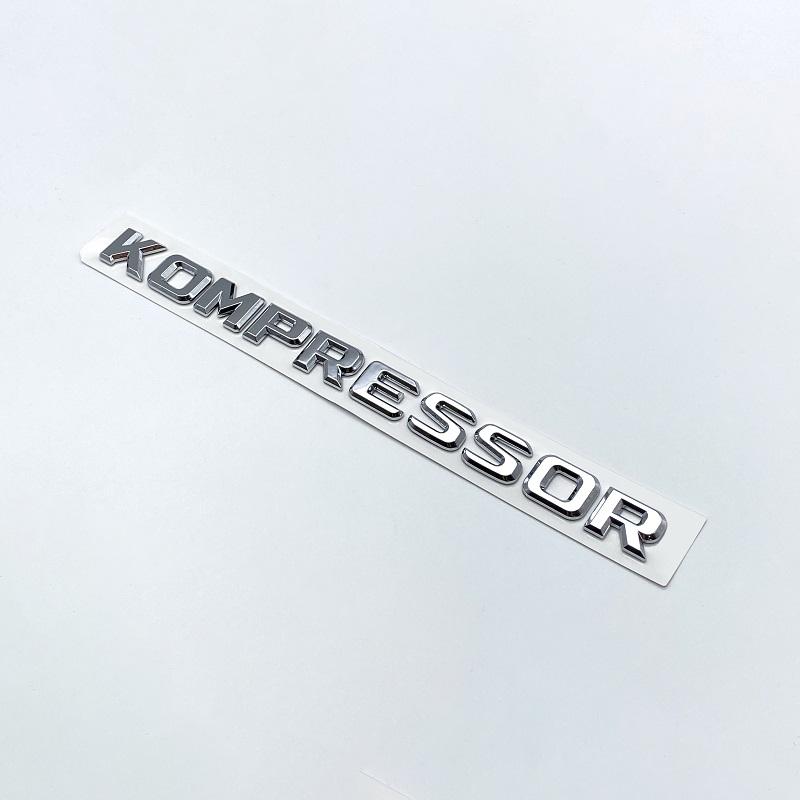 FÜR Mercedes Benz Kompressor Emblem Hinten Kofferraum Abzeichen Schriftzug Chrom Schwarz Logo Aufkleber CLK SLK SL CLS ML ABCSR Klasse Kompressor(1pcs) silber