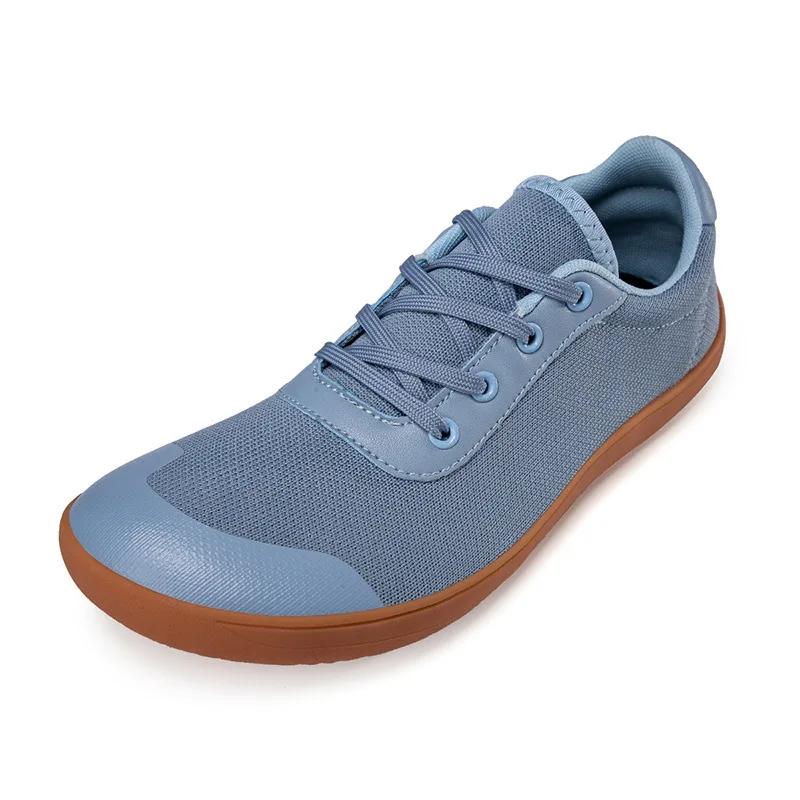 Herren Barfußschuhe mit breiter Zehenbox Mode Atmungsaktive Herren Canvas Sneaker Weiche Zero-Drop-Sohle Weiterer Zehenbereich Leichte Laufschuhe Herren 43 blau