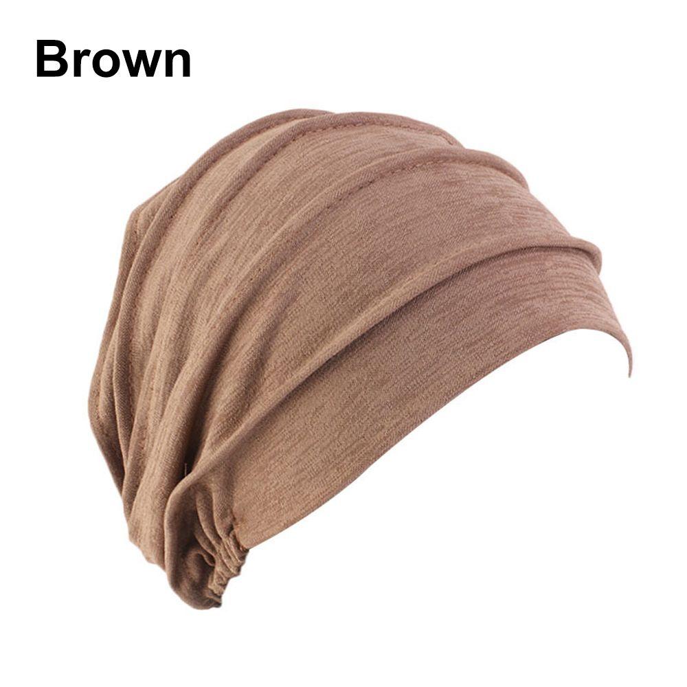 Weiche Winter Warme Haarausfall Kopftuch Mützen Kopf Wrap Chemo Hut Muslimischen Hijabs Frauen Turban Hut braun