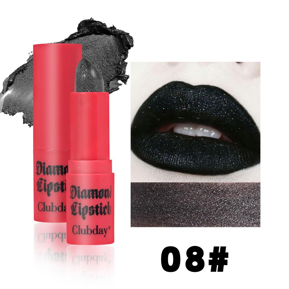 Schwarzer Samt-Lipgloss-Lippenstift, lichtecht, Antihaft-Becher, Perlen-Diamant-Lippenstift, mehrfarbig 4g