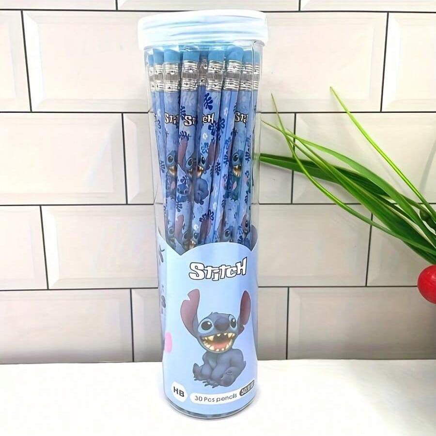 MINISO 30 Stück Lilo & Stitch HB-Bleistift Niedlicher Cartoon Stitch Engel 14+ Schreibwarenbox Schreiben Zeichnen Bleistift Geburtstagsgeschenke 30pcs