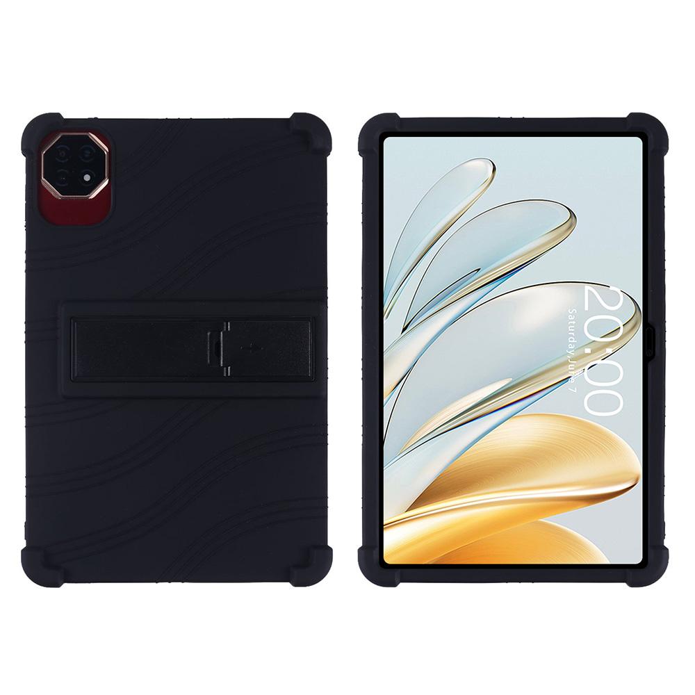 Hülle für Teclast T60AI/Blackview MEGA 2/DOOGEE T36 Tablet Sichere stoßfeste Silikon-Standabdeckung schwarz