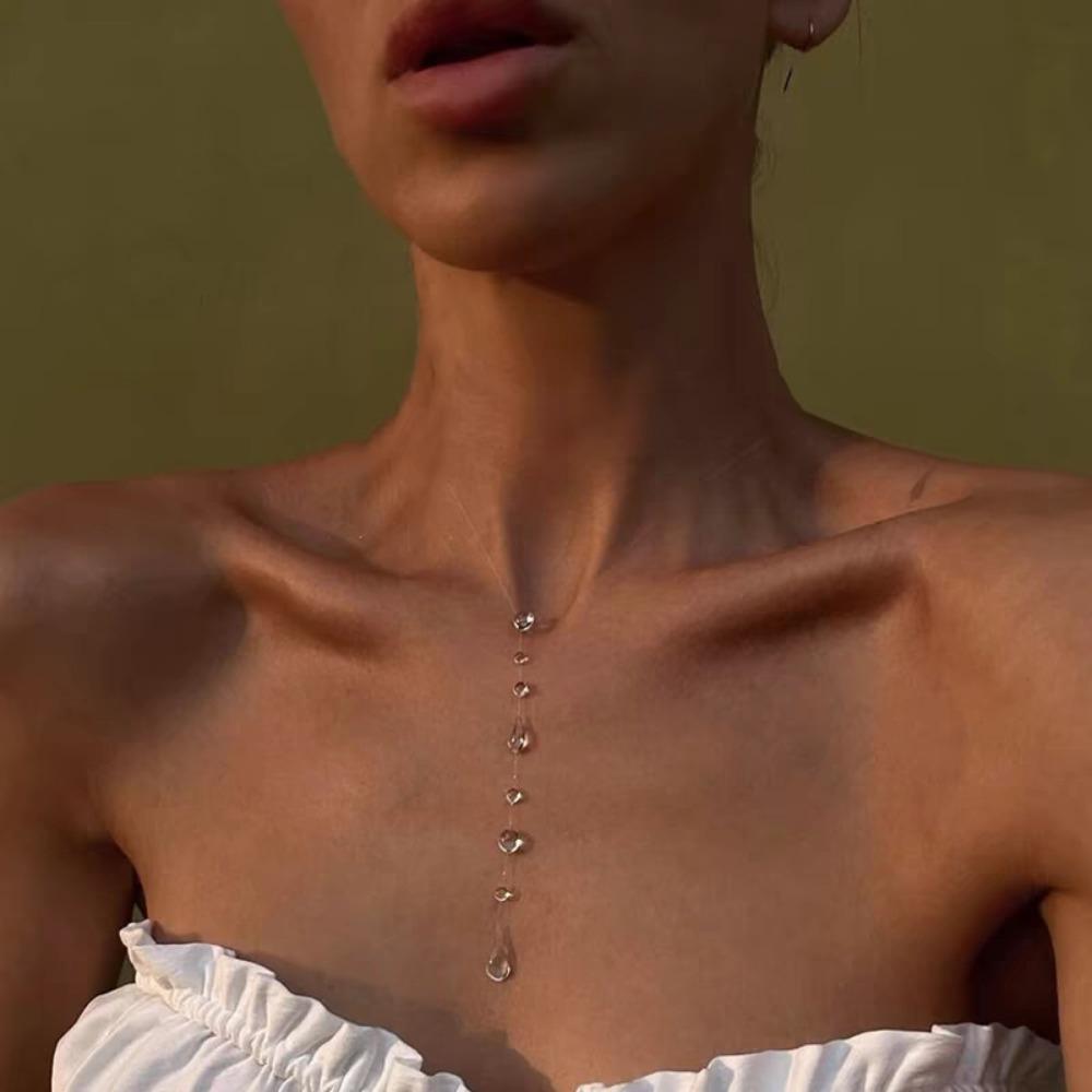 Handgefertigte Tautropfen-Halskette Transparente Wassertropfen-Ohrringe Mode Tautropfen-Ohrringe Hochzeitsfeier Necklace B