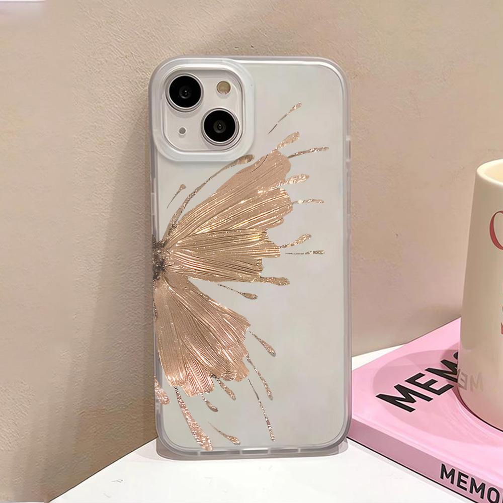 Gold Schmetterling Weiche TPU Hülle Für iPhone 13 11 12 14 15 16 Pro Max Funda iPhone 12 13 Mini 16 Plus Durchscheinend Klar Handyhülle For iPhone 16 Pro