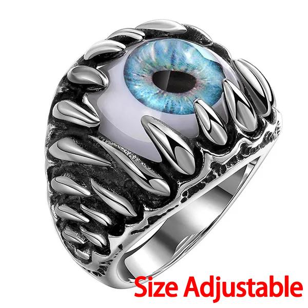 Herrenschmuck Steampunk Edelstahl Gothic Biker Krallen Cool Skull Biker Vivid Eye Ring Vintage Punk Devil Eye Augapfel Ringe adjustable