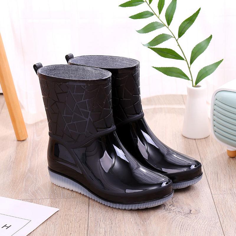 Mode Damen Regen Stiefel Einlegesohle Rohr Warme Regen Stiefel Rutschfeste Dicken sohlen Frauen Wasser Schuhe Gummi Schuhe Erwachsene Wasser stiefel Überschuhe 36