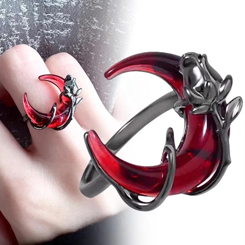 1 Stück/Paar Roter Mond Asymmetrische Ohrringe Persönlichkeit Hip-Pop Gothic Öffnungsringe Personalisierte Quaste Kette Ohrhänger Schmuck Geschenke