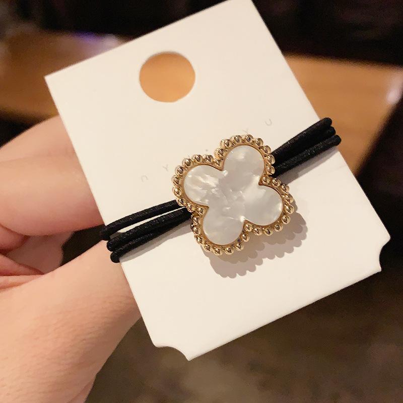 Mode Kopfbedeckung Einfache Haar Seil Temperament Haar Ring Weibliche Haar Zubehör Klee Vintage Koreanische Kopf Seil Zubehör weiß