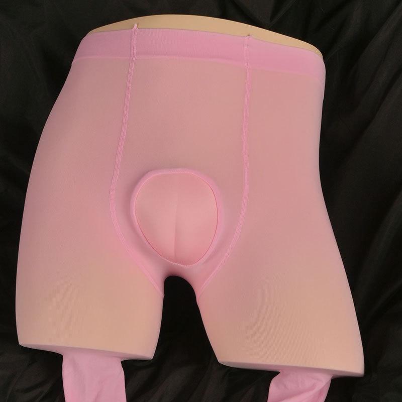 Herren Crossdresser Strumpfhosen Sissy Dessous Versteckender Gaff Leggings Socken Transgender Strumpfhosen Strumpf Pseudo-Mädchen Unsichtbare Strumpfhosen for weight 50-90kg pink