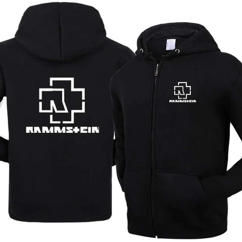 Neue Kapuzenjacke Rammstein Zipper Cardigan Herrenmode Kapuzenloser Pullover Herren 4XL schwarz