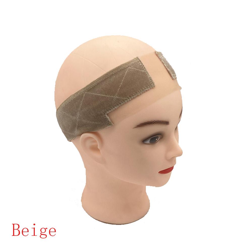 Flexibler Samt-Perücken-Griffschal mit verstellbarem Gummiband, bequemes Kopfband, hält Haar-Accessoires, Anti-Rutsch-Band beige