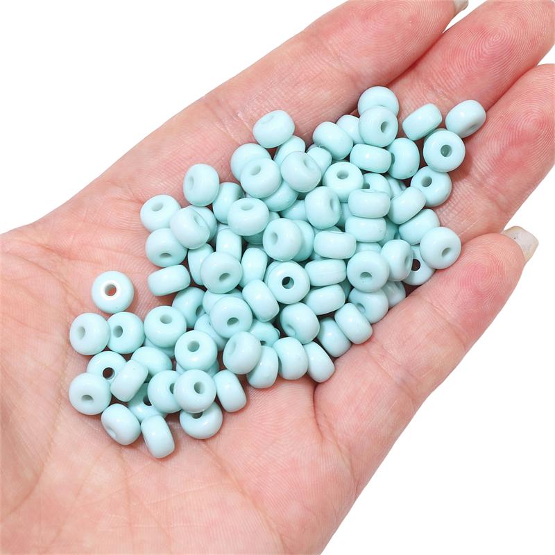 100 Stück 7 x 4 mm Acryl-Perlen, flach, rund, locker, Space-Perlen für Halskette, Armband, DIY-Schmuck, Basteln blau