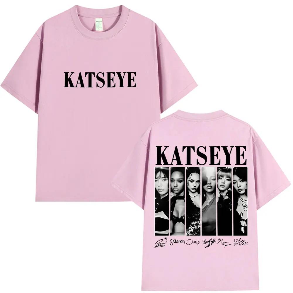 Katseye Grafische T-Shirts Oversized Y2k Streetwear Hip Hop Mode Herren Beliebtes T-Shirt 100% Baumwolle Oversized T-Shirts Streetwear S blau