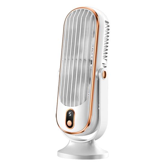 Turbofan Tischventilator mit Digitalanzeige, 3 Geschwindigkeiten, Leiser Persönlicher Ventilator, Wiederaufladbarer Kleiner Ventilator mit Timer für Schlafzimmer, Büro weiß