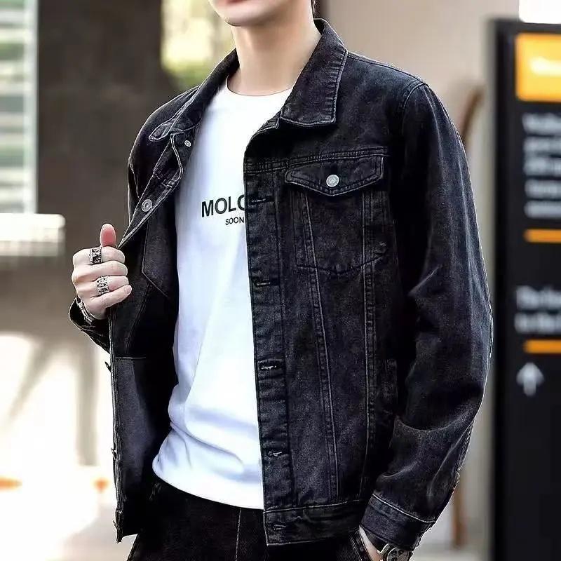 Herren Denimjacken Streetwear Lässig Baumwolle Klassisch Eng Jeansmantel Männliche Markenkleidung Cowboyjacke Ropa Para Hombre XS schwarz