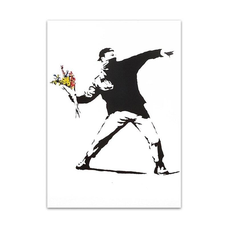 Banksy Graffiti Kunst Leinwand Malerei Rot Ballon Mädchen Malerei Schwarz Weiß Wand Kunst Poster Nordic Wohnzimmer Wohnkultur 70X100cm Unframed